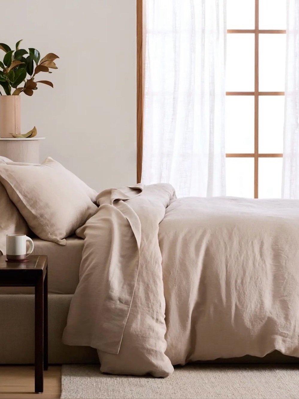 NWOT Quince European Linen 1 Piece Duvet Cover, Full/Queen (Toffee) No shams